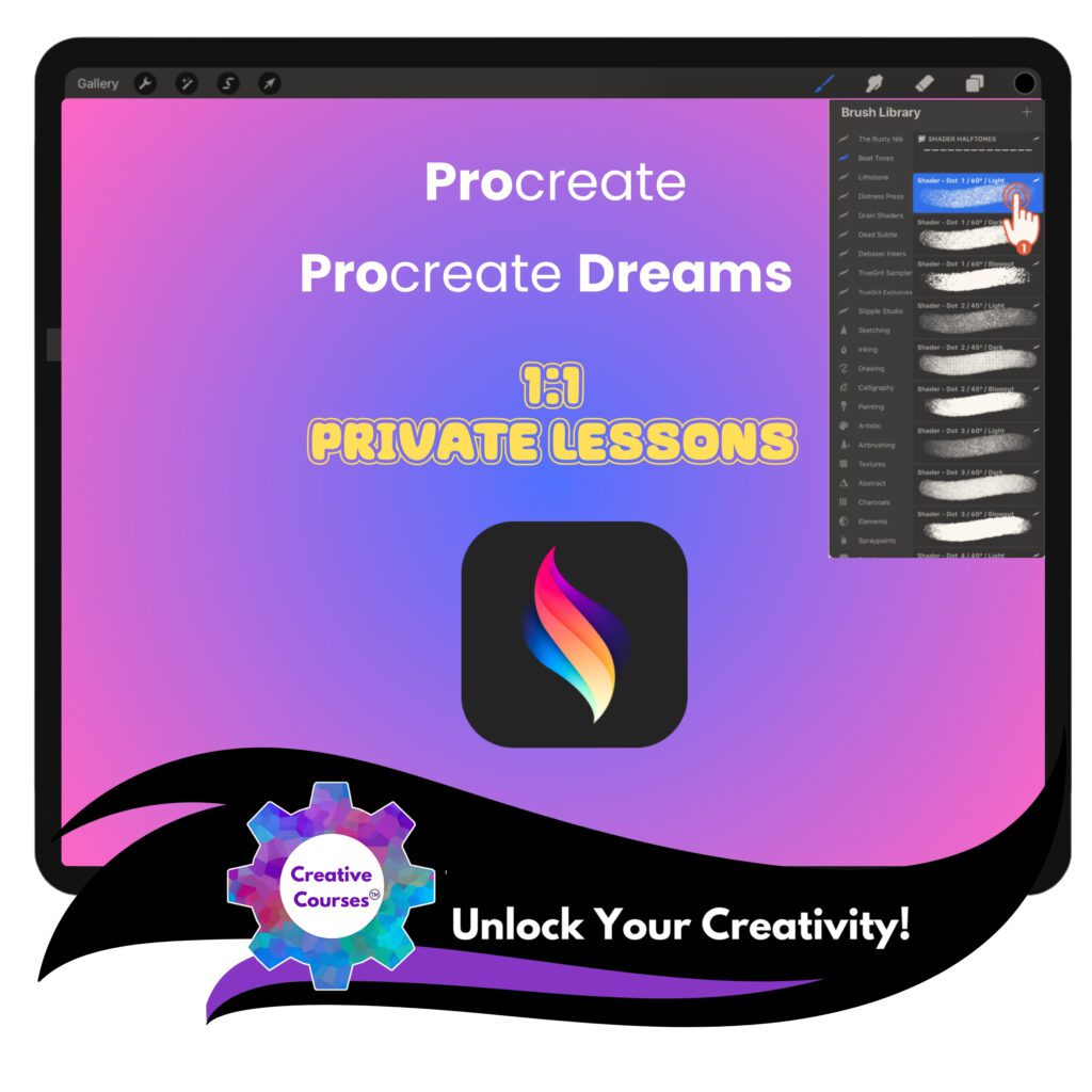 1:1 Private Procreate & Procreate Dreams Digital Art Lessons: Customized for You Live Online Classes